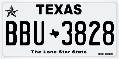 TX license plate BBU3828