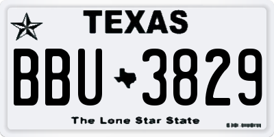 TX license plate BBU3829