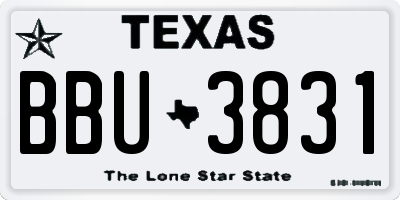 TX license plate BBU3831