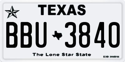 TX license plate BBU3840