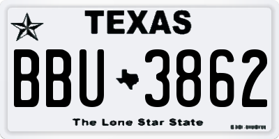 TX license plate BBU3862