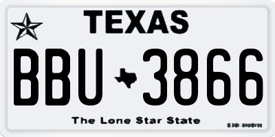 TX license plate BBU3866