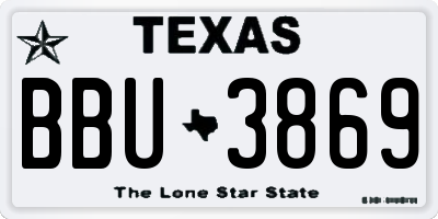 TX license plate BBU3869