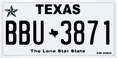 TX license plate BBU3871