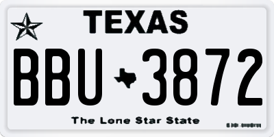 TX license plate BBU3872