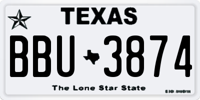 TX license plate BBU3874