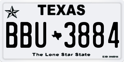 TX license plate BBU3884