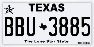 TX license plate BBU3885