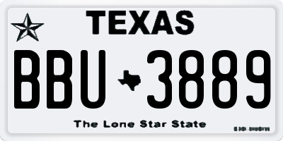 TX license plate BBU3889