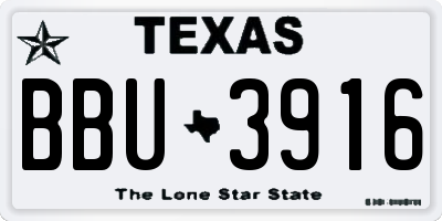 TX license plate BBU3916