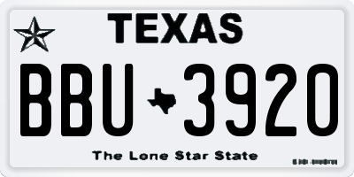 TX license plate BBU3920