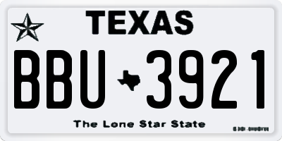 TX license plate BBU3921