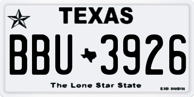 TX license plate BBU3926