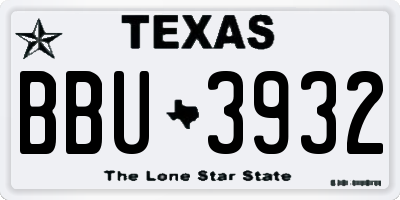 TX license plate BBU3932
