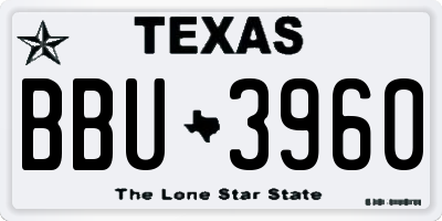 TX license plate BBU3960