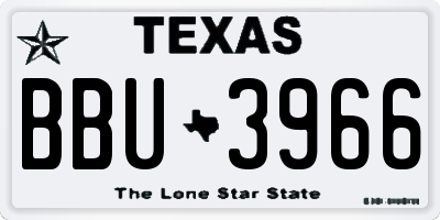 TX license plate BBU3966