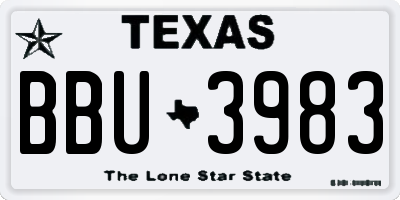 TX license plate BBU3983