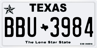 TX license plate BBU3984
