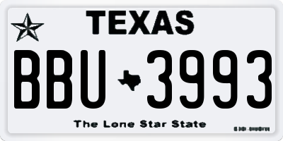 TX license plate BBU3993
