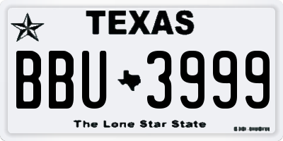 TX license plate BBU3999
