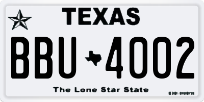 TX license plate BBU4002