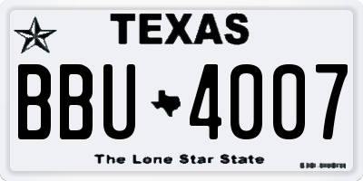 TX license plate BBU4007