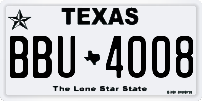 TX license plate BBU4008