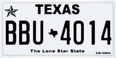 TX license plate BBU4014