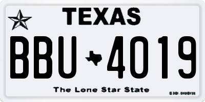 TX license plate BBU4019