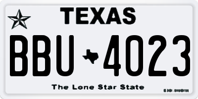 TX license plate BBU4023
