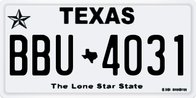TX license plate BBU4031