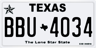 TX license plate BBU4034