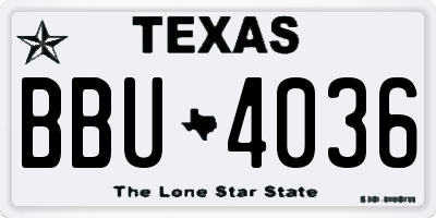 TX license plate BBU4036