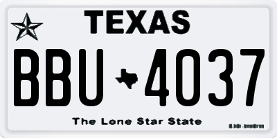 TX license plate BBU4037
