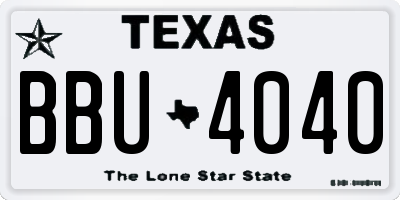 TX license plate BBU4040