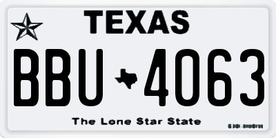 TX license plate BBU4063