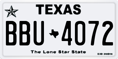 TX license plate BBU4072