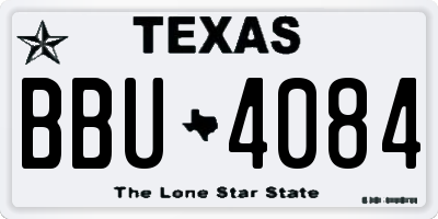 TX license plate BBU4084