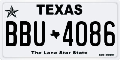 TX license plate BBU4086