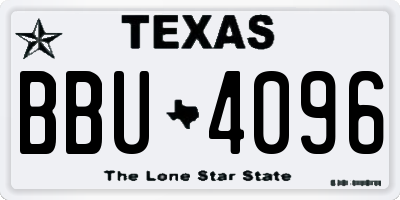 TX license plate BBU4096