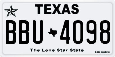 TX license plate BBU4098