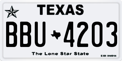 TX license plate BBU4203