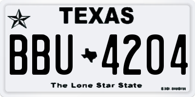 TX license plate BBU4204