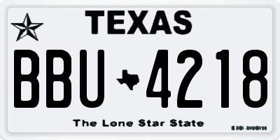 TX license plate BBU4218