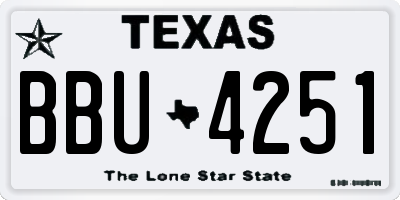 TX license plate BBU4251