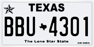 TX license plate BBU4301