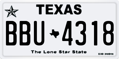 TX license plate BBU4318