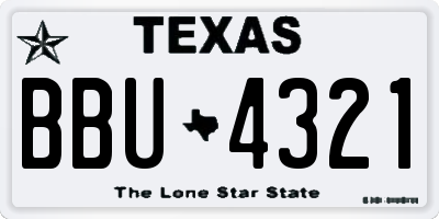 TX license plate BBU4321