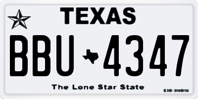 TX license plate BBU4347