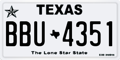 TX license plate BBU4351